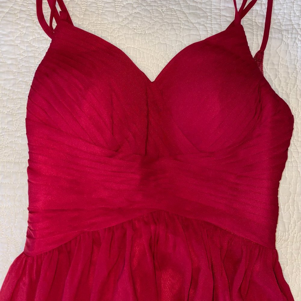 Long Lace-back Burgundy Bridesmaid Dress